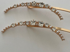 KELA Halo Hair Pins Gold Encrusted Rhinestone & Faux Pearls New no Box FreeShip