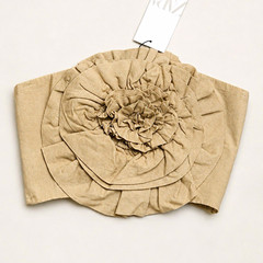 Zara Beige Fabric Flower Top Women