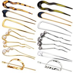 12 PCS U-Shaped Pearl Hair Pins for Women – French Twist Bun Updo Styling Access