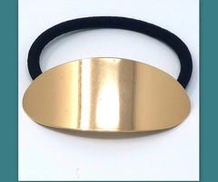 Minimalistic gold or silver metal Oval Decor Hair Tie Ponytail holder hair cuff