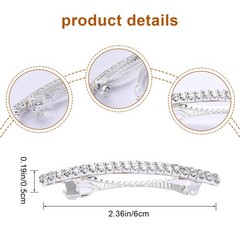4 Pcs Sparkly Rhinestone Hair Barrettes Silver Bling Hair Clips for Women & Girl