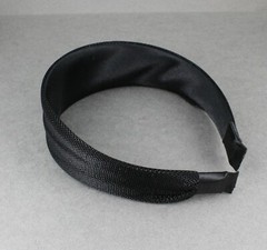Black headband 1 5/8″ wide shiny satin fabric covered hair band no teeth