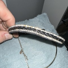 Pink Pewter S129 Women’s Black/Silver Faux Leather Rhinestone Headband