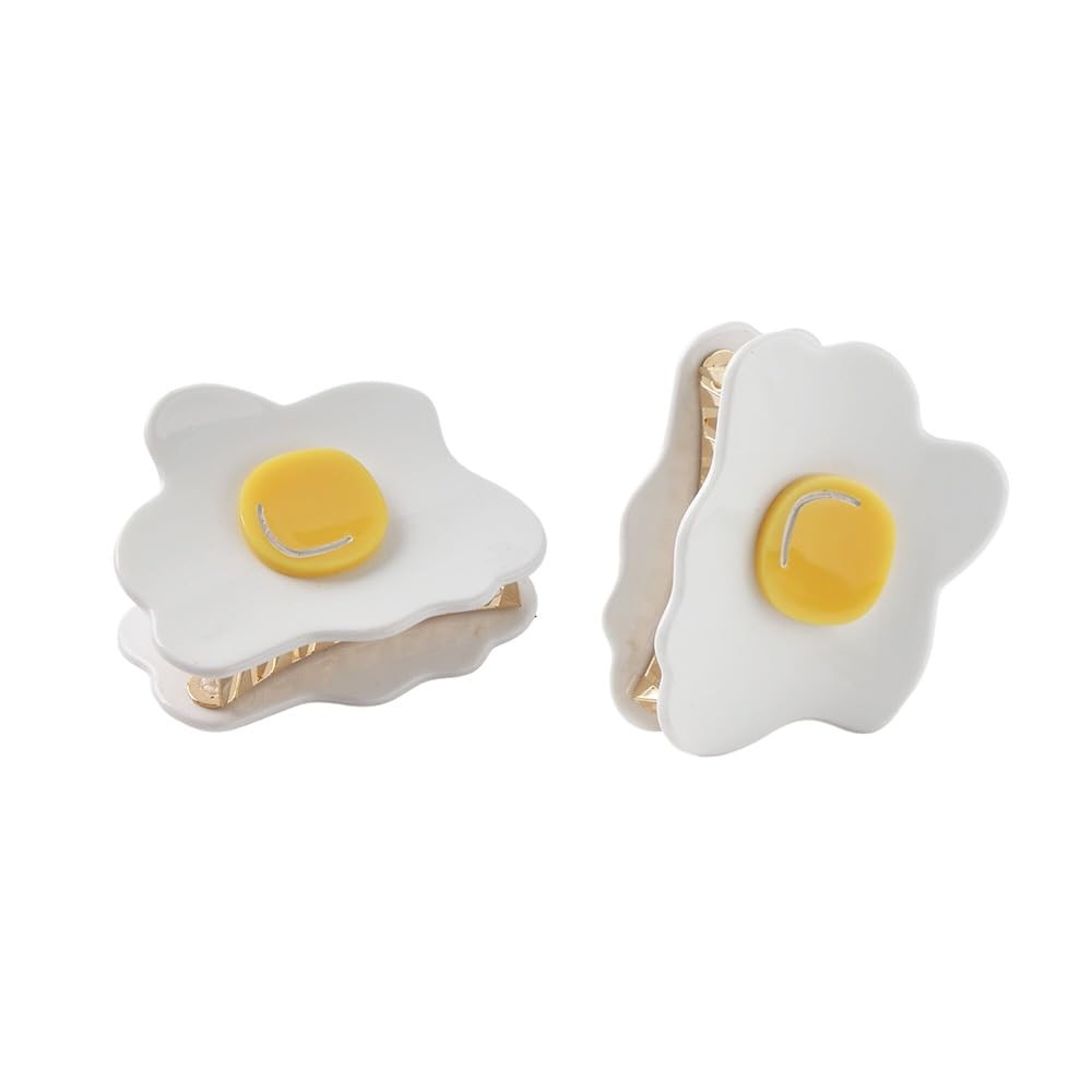 NOIAFZY 2Pcs Adorable Poached Egg-Shaped Hair 2 Count (Pack of 1), White
