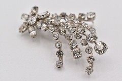 Vintage Made in Austria Rhinestone Hair Pin Crystal Floral Cascade Bridal BinBP