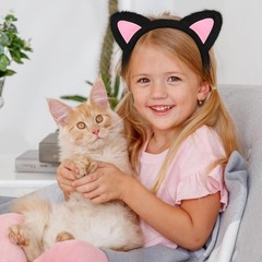 2Pcs Fuzzy Cat Ears Headband Plush Hair Hoops Soft Cat Ear Hairband Cute Makeup