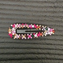 Multicolor Beaded Hair Clip & Comb Set for Women, Metal Plastic, Teardrop