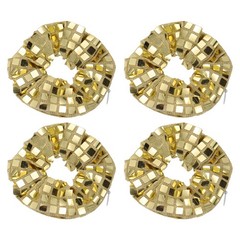 4pcs Velvet Scrunchie with Pocket Zipper Square Sequin Elastic Bands Gold