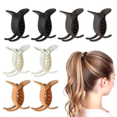 8pcs Nonslip Ponytail Clip 1 Count (Pack of 8), Beige/Black/Coffee/Khaki