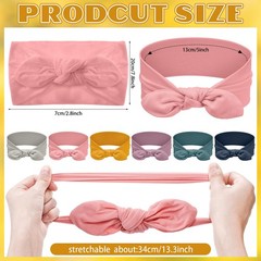 12 Pack Polyester Cloth Headbands Removable Colorful Rabbit Ear Bow Bands
