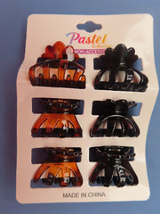 Hair Clips 1.25″ Wide Mini Claw Black & Brown 6 pcs. NEW