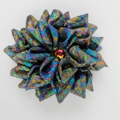 Hand Crafted Iridescent Midnight Teal Combo Hair Accessory Clip
