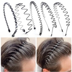 6/1pcs Unisex Black Metal Waved Hair Band Head Hoop Sports Hairband Accessories