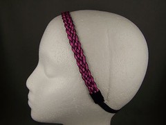 Pink Black braided thin skinny headband hair band accessory braid 5/8″ wide