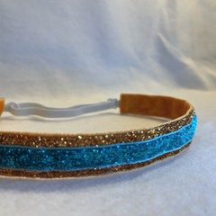 ORANGE AQUA GLITTER Headband no slip adjustable Life of a Showgirl head band