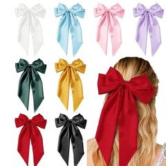 Ladies Satin Large White pink Red Blue Black Ribbon bow Oversized bow Long tail