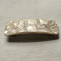 Lululemon Light Ivory White Marbled Hair Barrette Clip Pearlescent Acetate Logo