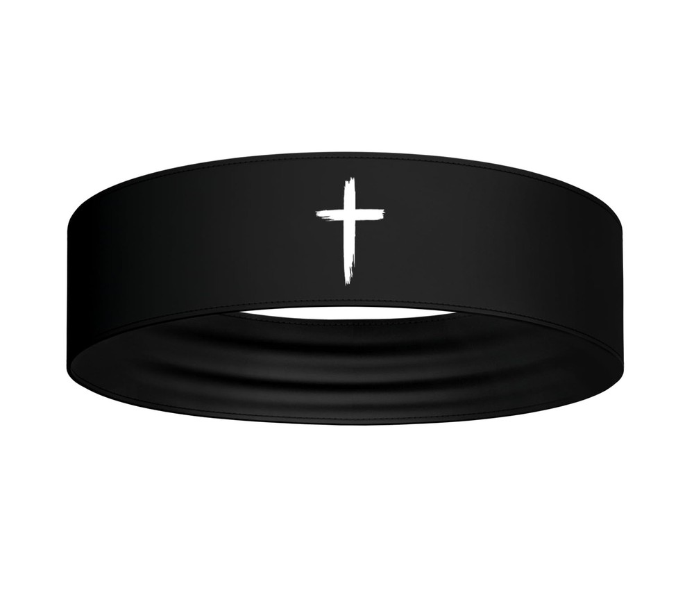 Cross Sport Stretch Headband Sweatband Head Sweat Band Black White Workout Ru…