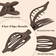 8 PCS Flat Hair Clips for Women, Medium Clips, Claws Brown