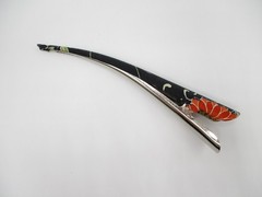 Black Minimalist Silk Kimono Long Hair Clip 130mm (5 1/8 inch) For Gray Hair