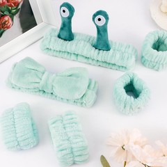 Spa Headband and Wristband Set Skincare Makeup Headband Bowknot Snail Headban…