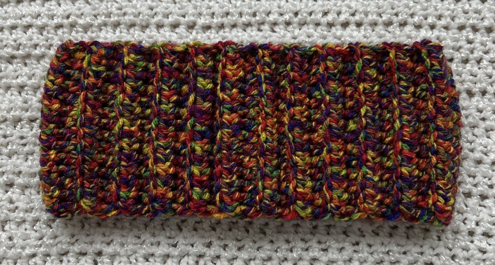 Crochet Headband One Size Ear Warmer Bright Unique Multicolored Handmade Winter