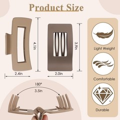 Artchita 8 Pack Hair Clips for Women, 2 Styles 1 Count (Pack of 8), Brown