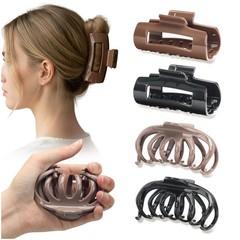 Xyntara 4 Pack Silicone Cloud Claw Clips, Soft & Flexible Cozy Black, Khaki