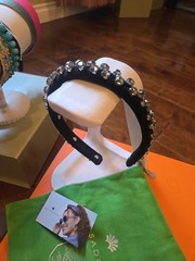 Lele Sadoughi Gigi Swarovski Crystal Crafted Headband Black Velvet -Sold Out