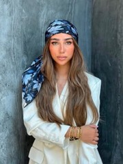 Scarf Bar Versatile Pretied Headscarf Midnight Flower with Velvet Grip
