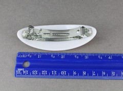Pink White floral barrette oval plastic curved hair clip 3.25″ long watercolor