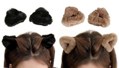 Erioctry 4 PCS Plush Cat Ears Hair Claw 1 Count (Pack of 1), black brown