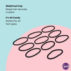 Goody Slide Proof Stayput Black Hair Elastics, 4 mm, 10 Count
