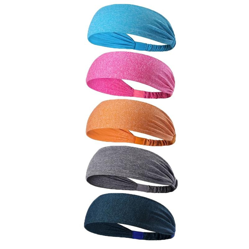 5-Piece Women’S Anti-Slip Sports Sweat-Absorbing Headbands Elastic Yoga Fitness