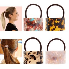 4 Pieces Tortoise Shell Hair Ties Acetate Ponytail Holder Cuff Acrylic Decora…