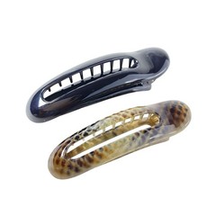 2 PCS French Oval Slider Black Olive Green 3 Inch Celluloid Hair Claw Clips
