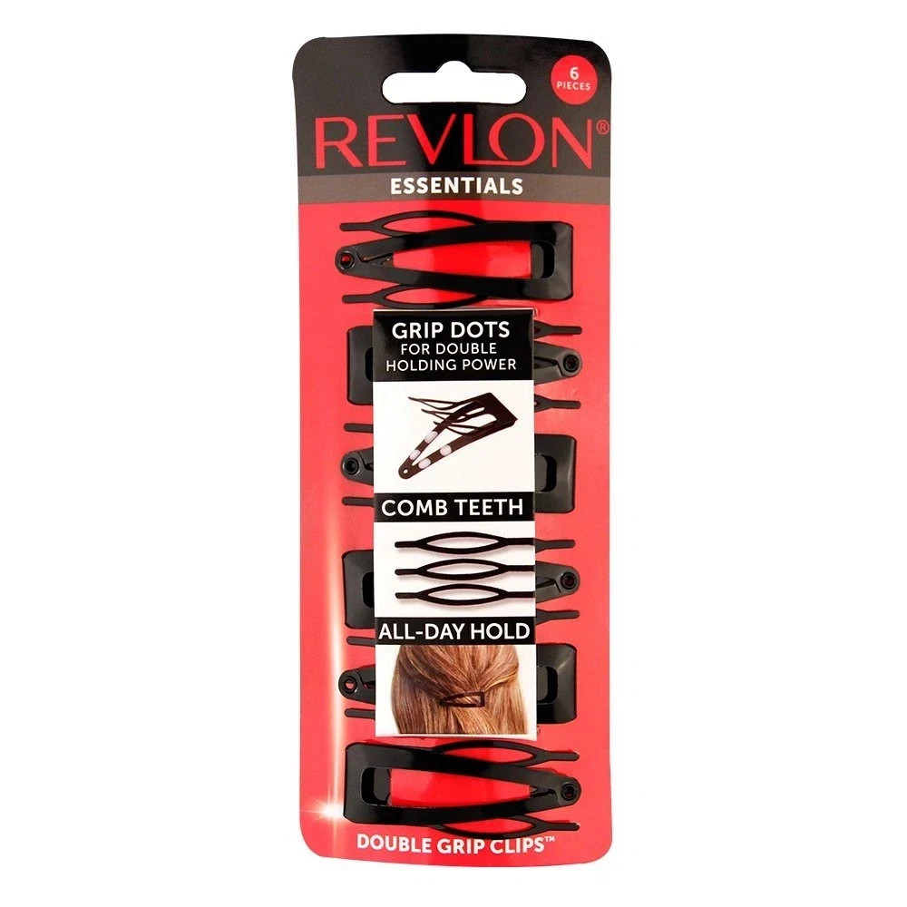 Revlon Double Grip Hair Clips 6 Count Non-Slip Strong Hold Styling Accessories