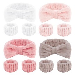 Soft Coral Fleece Hair Wrist Band Set Absorbent Waterproof Spa Plush