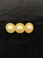 3 Gold Tone Women’s Barrettes Metal/Plastic White Faux Pearl Rhinestone