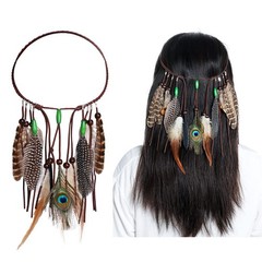 Native American Feather Boho Headband for Women Festival Costumes Head Dress
