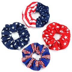 USA American Flag Hair Scrunchies for Women Girls Independence Day Patriotic Red