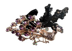 Crystal Metal HairStick /HairClipper w Peacock (2 Options Pink or Blue)