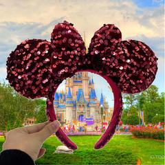 Disney- Parks Collection Mickey Minnie Mouse Ears Headband Sequined Party Gift