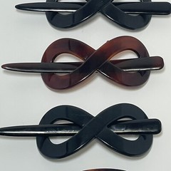 Parcelona French Tortoise Shell Black Hair Chicago Slide Pin Bun Clip Set Of 4