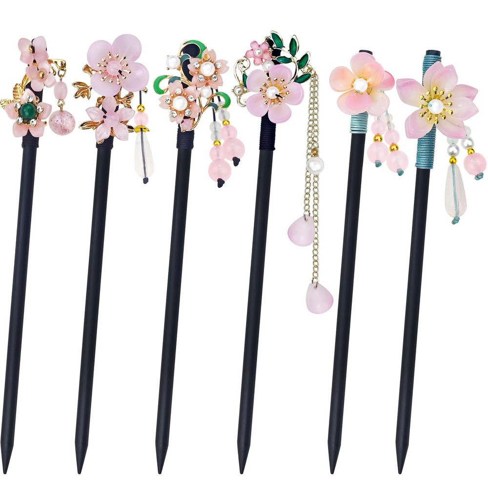 Vintage Wood Hair Sticks Japanese Chinese Decorative Hairstyle Accessories