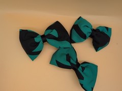 Bow Hair Clip Barrette Green Black Made in France