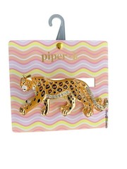 Piper + K Leopard Hair Claw Clip Gold Enamel Rhinestone Animal Print