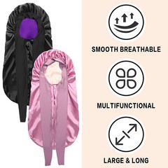 Women Silk Nightcap Suitable for All Hair Styles Large Long Satin Soft Hat for P