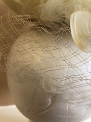Vintage Mid Century Feather and Net Whimsey Headpiece-Union Made In The USA