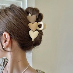 Heart Hair Claw Clip Multicolor Plastic Fabric Metal Bow Accent Solid Pattern 1p